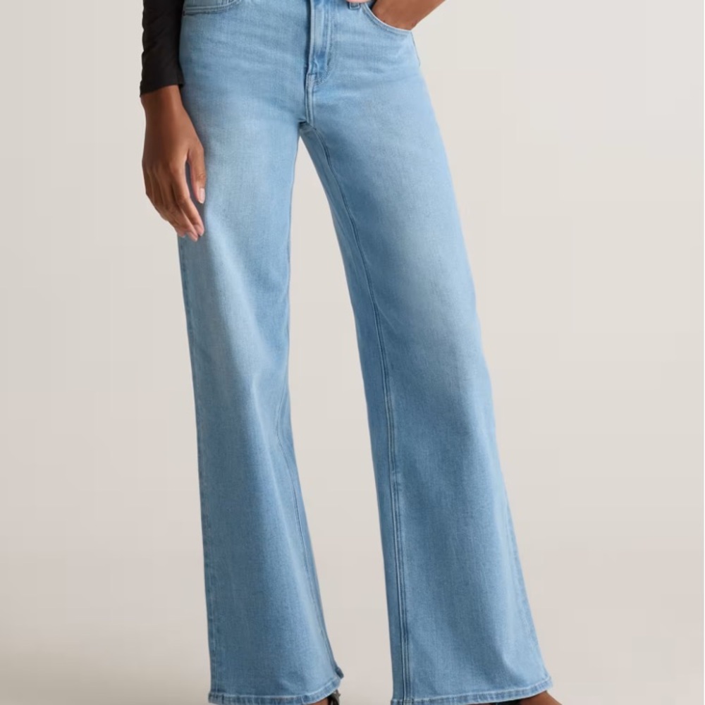 EUC Quince Bella Stretch Wide Leg Jeans size 26 light blue